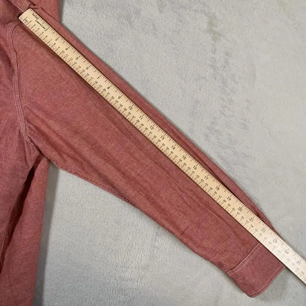 Lucky Brand Shirt‎ Mens XL Red Long Sleeve 100% Linen GI 2 Chest Pockets Classic